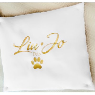 LIU JO Bambusový pelíšek s 3D  zlatou výšivkou smetanová vel. L-XL (95*70 cm)