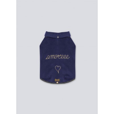 LIU JO Mikina pro psy tmavě modrá se zlatou výšivkou amoree a srdcem vel. 2XL - PF0004_02704.jpg