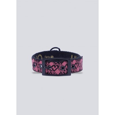 LIU JO Obojek z tkaniny 2 cm obvod krku 28-33 cm jahodově-černý vel. M