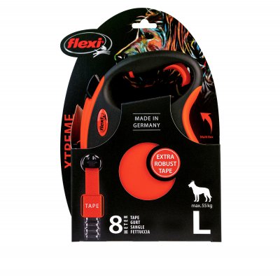FLEXI Vodítko samonavíjecí XTREME 8m do hmotnosti 55 kg černá/oranžová vel. L - Xtreme_L_tape_8m_RGB-300.jpg