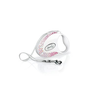 FLEXI Vodítko Glam Composition S Petite Tape 3 m s elementy Swarovski® bílé/pearl vel. S