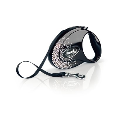 FLEXI Vodítko Glam Splash Crystal Tape 5 m s elementy Swarovski® černé/crystal vel. M