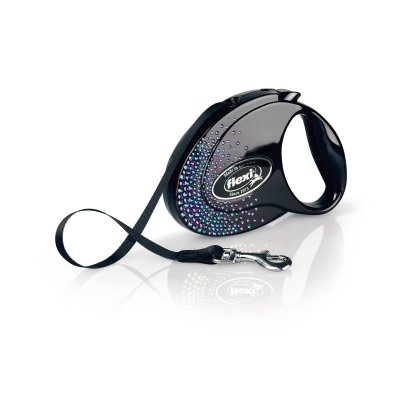 FLEXI Vodítko Glam Splash Mystic Tape 5 m s elementy Swarovski® černé/mystic vel. M