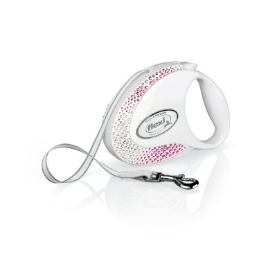 FLEXI Vodítko Glam Composition M Elegance Tape 5m s elementy Swarovski® bílé/pearl vel. M